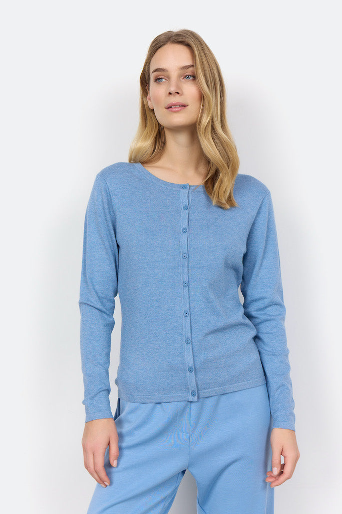 Dam Cardigan Normal Passform Viskosnylonblandning Cirkulär Halsringning Knappstängning-1