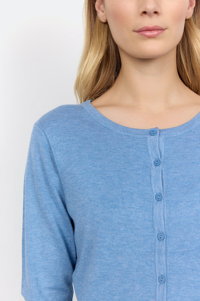 Dam Cardigan Normal Passform Viskosnylonblandning Cirkulär Halsringning Knappstängning-5