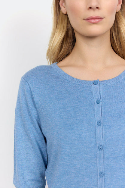 Dam Cardigan Normal Passform Viskosnylonblandning Cirkulär Halsringning Knappstängning-5