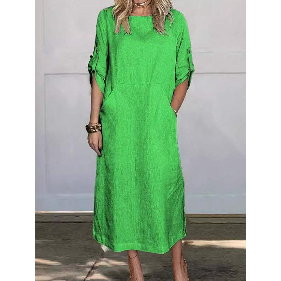 Dam Fritidsklänning Choppy Snitt 100% Bomull Långärmad-2