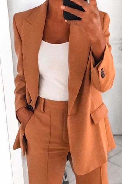 Dam Blazerjacka Enknapp Kontorsstil Bomull Polyester-6