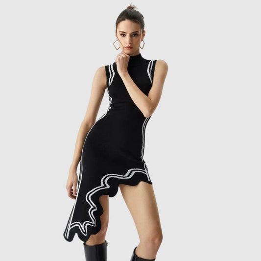 Damklänning Asymmetrisk Stickad Ärmlös Fina Dam Klänningar-1