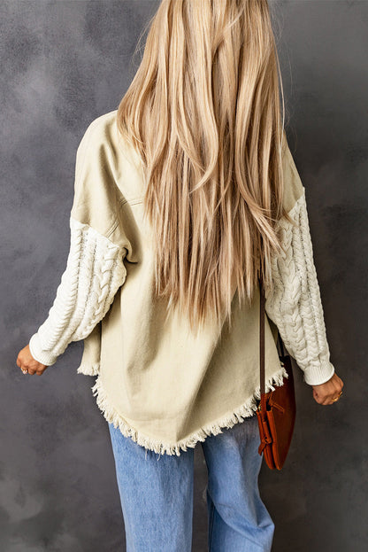 Variant image for Damjacka i Khaki Denim med Stickade Ärmar för Damer-2