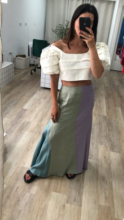 Dam Maxirock Flytande Linne Elegant 100% Linne-5