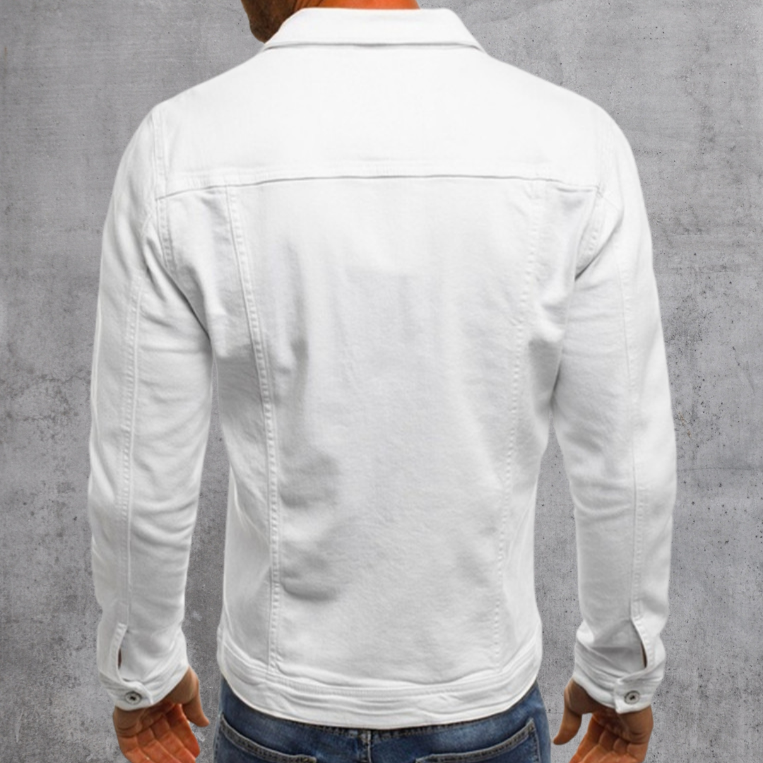 Slim Fit Herrjacka i 100% Bomull – Denimjacka för Höst med Flera Fickor och Trendiga Detaljer 2