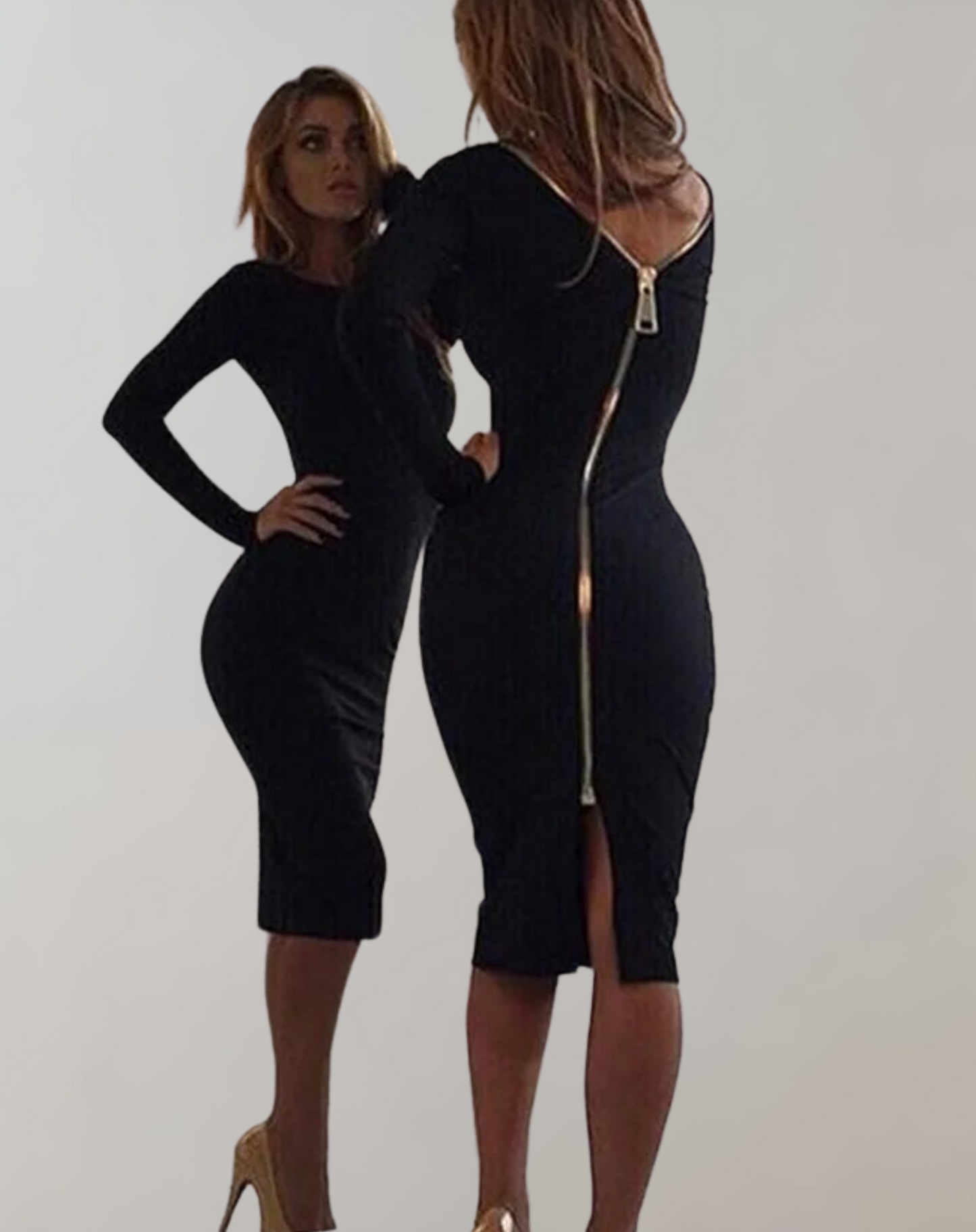 Variant image for Långklänning Dam med Bakre Sidospår och Långa Ärmar i Andningsbart Tyg-2