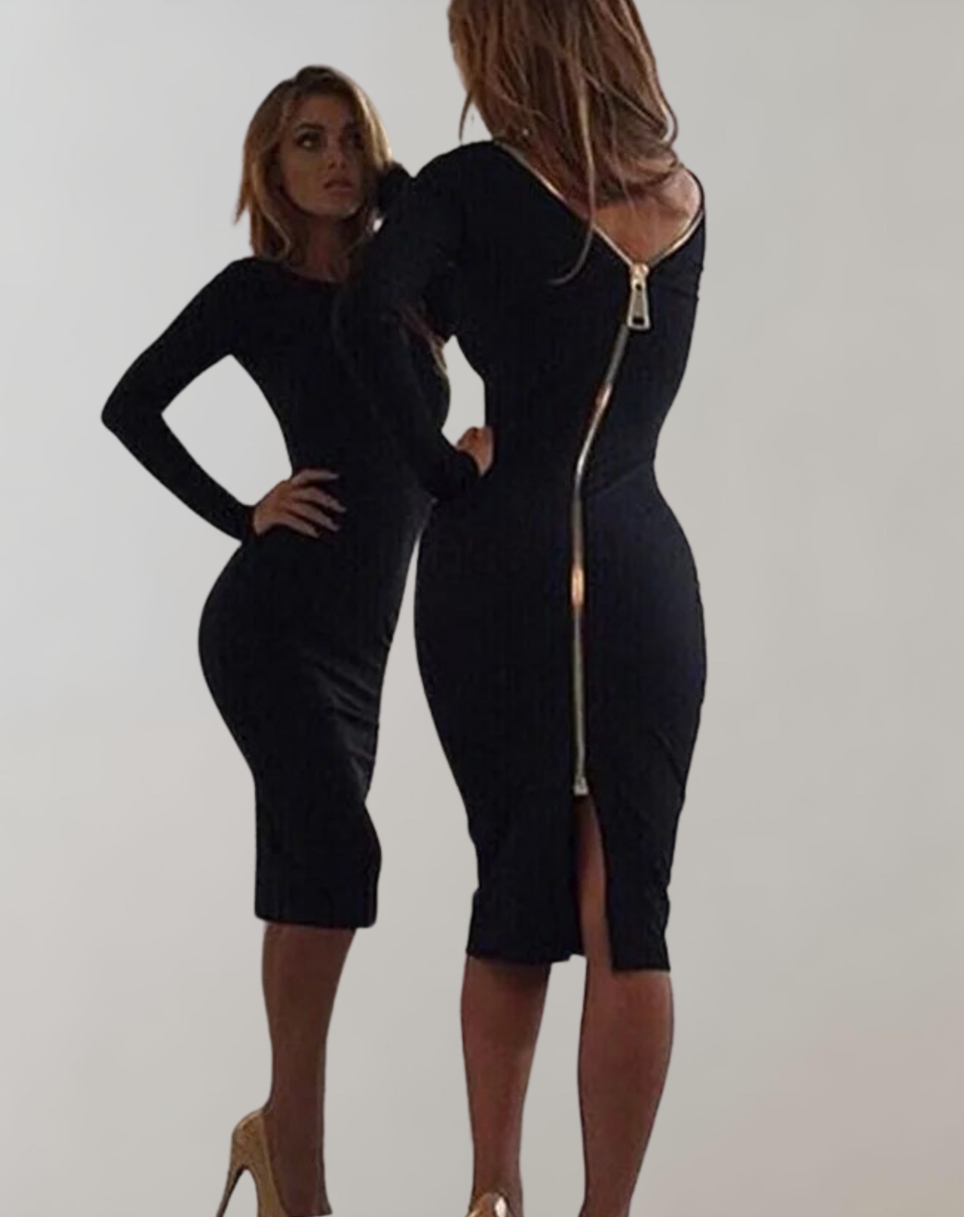 Variant image for Långklänning Dam med Bakre Sidospår och Långa Ärmar i Andningsbart Tyg-2