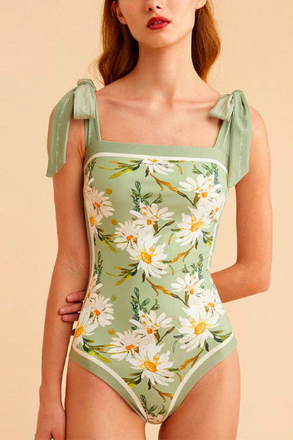 Baddräkt Dam Blommig Design med Båge Axel Polyester-3