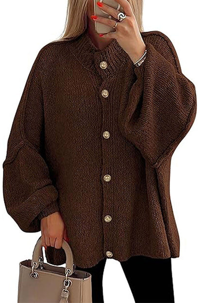 Dam Cardigan Ballongärmar Bomull Polyester-1