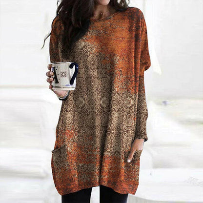 Variant image for Kvinnors Tröja Boho Stil Mandala Mönster Lång 100% Bomull-1
