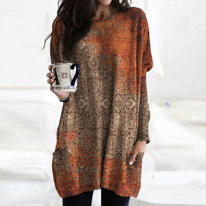 Kvinnors Tröja Boho Stil Mandala Mönster Lång 100% Bomull-1