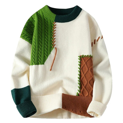 Variant image for Hoodie Herr Patchwork Design Mjuk Bomull-7