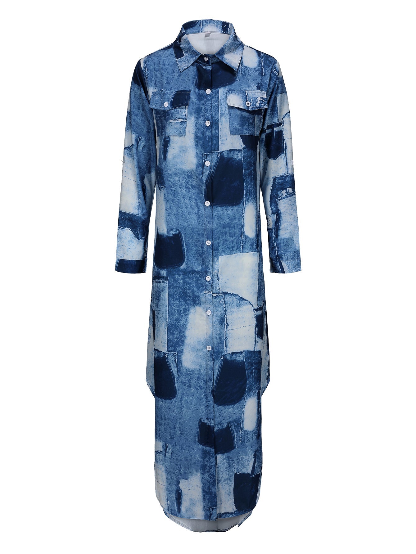 Dam Midi Klänning Asymmetrisk Patchwork Polyester för Vardag och Fest 2