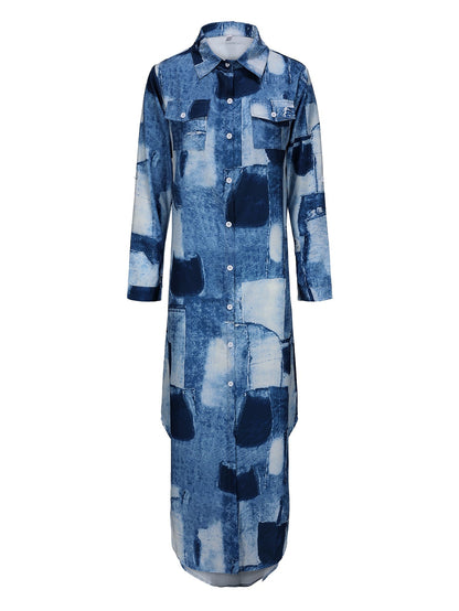 Dam Midi Klänning Asymmetrisk Patchwork Polyester för Vardag och Fest 2