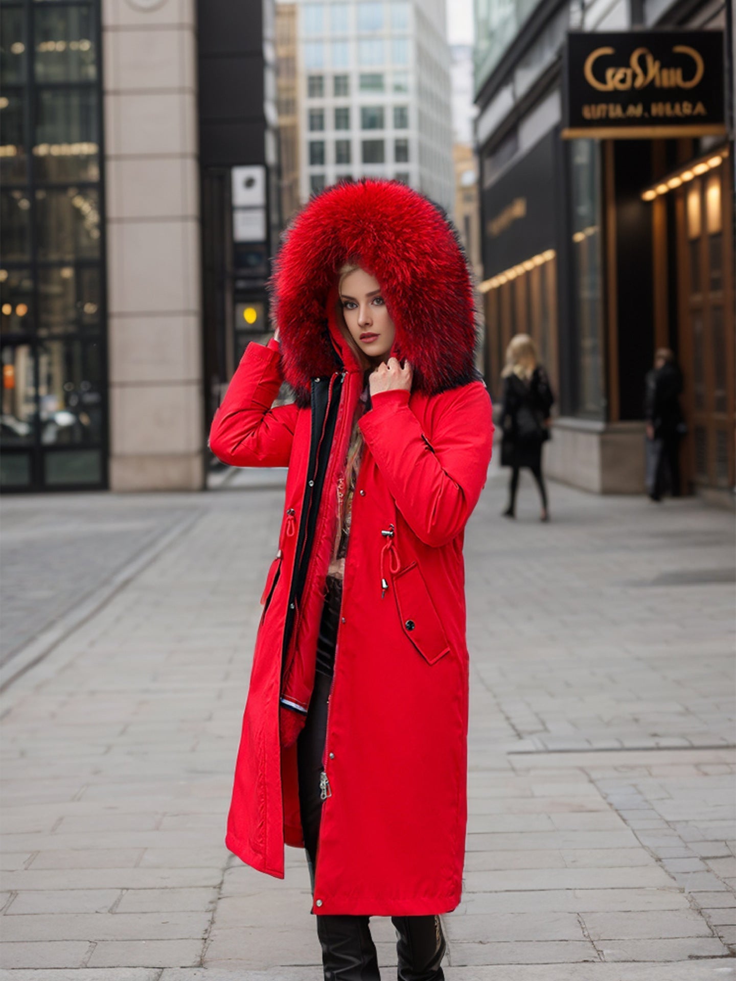 Dam Vinterparkas 3-i-1 Fleece Polyester med Konstpälsdetaljer-3