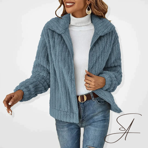 Höstkardigan för Dam i Plysch – Avslappnad Passform, Mjuk och Eleganta Design för Kalla Dagar 2