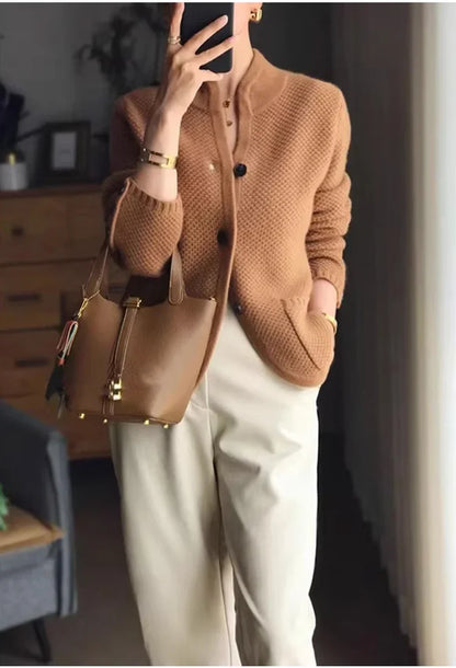 Dam Stickad Turtleneck Tröja 100% Ull Elegant Vintermode-2