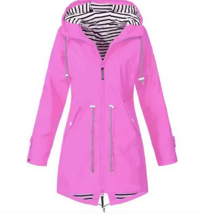 Vattentät Jacka Dam med Huva Elegant Design Lätt Polyester-3
