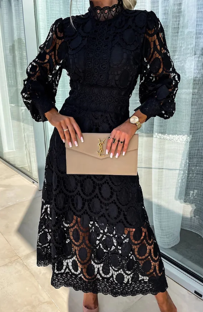 Dam Midiklänning Romantisk Lätt Material för Bröllop och Fester-3