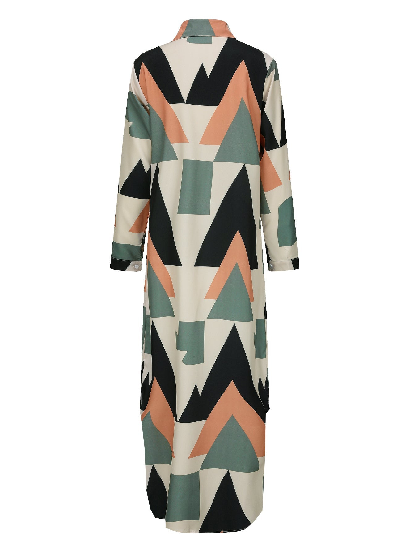 Dam Klänning Långärmad Asymmetrisk Polyester Mönstrad-4