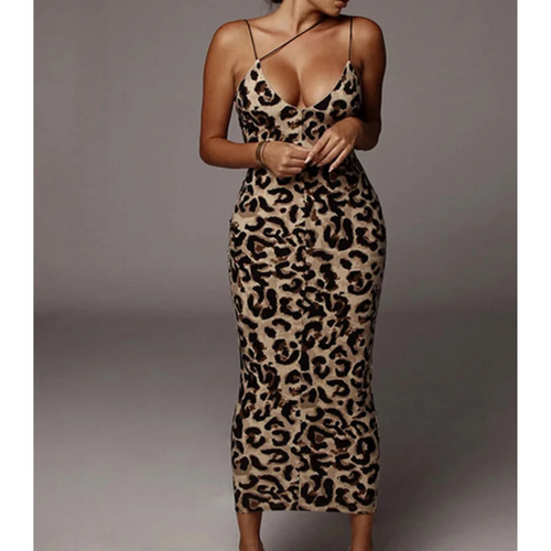 Fina Dam Klänningar med Djurtryck i Leopard och Ormdesign-1