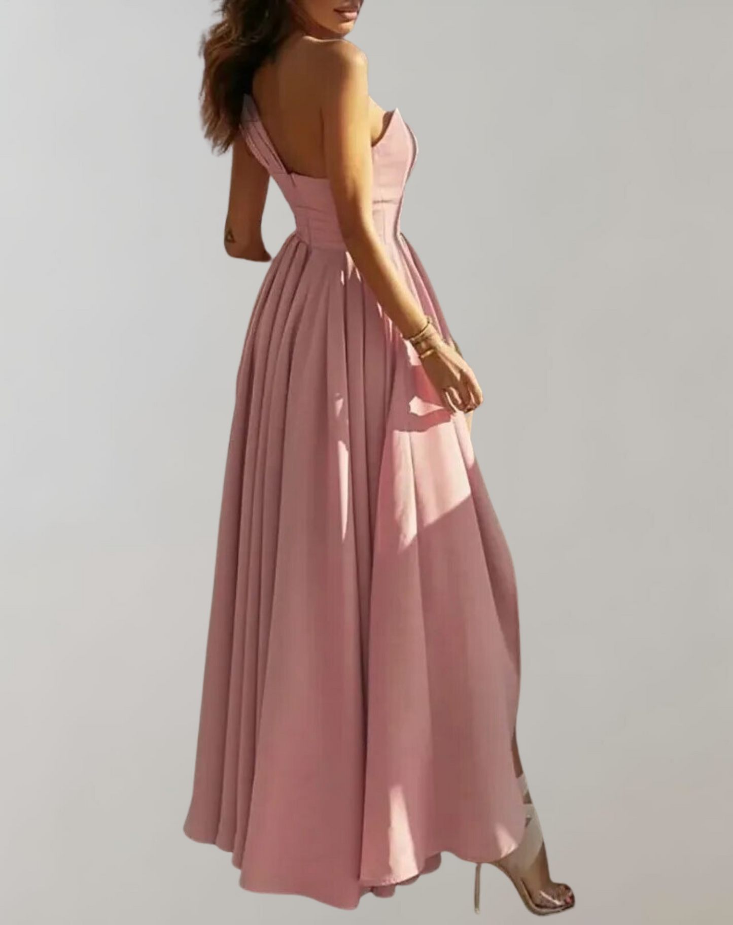 Dam Cocktailklänning Draperad Satin med Öppen Rygg-3