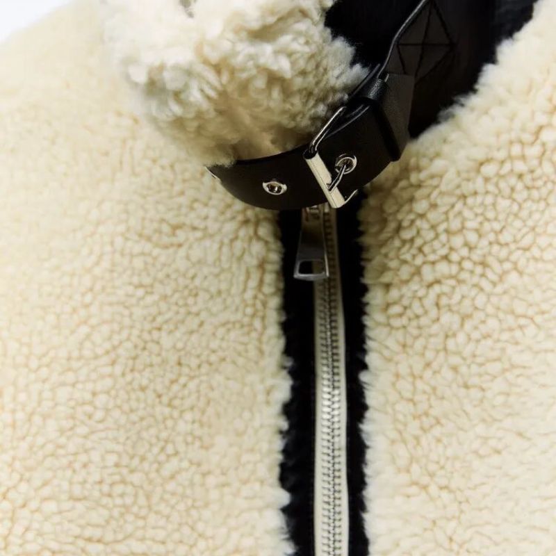 Kvinnors Lång Teddyjacka Fleece Elegant Värmande-3