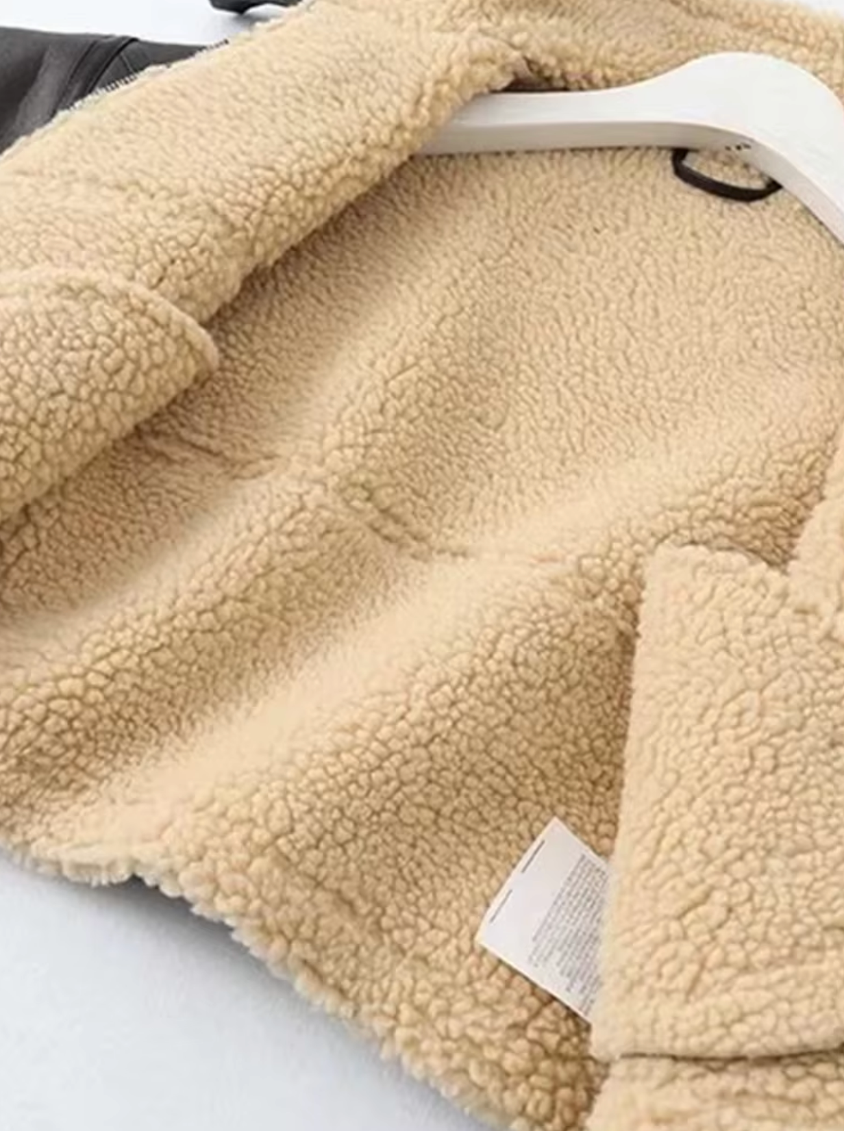 Dam Fleecejacka Moto-Stil med Bälte Imitationspäls-5