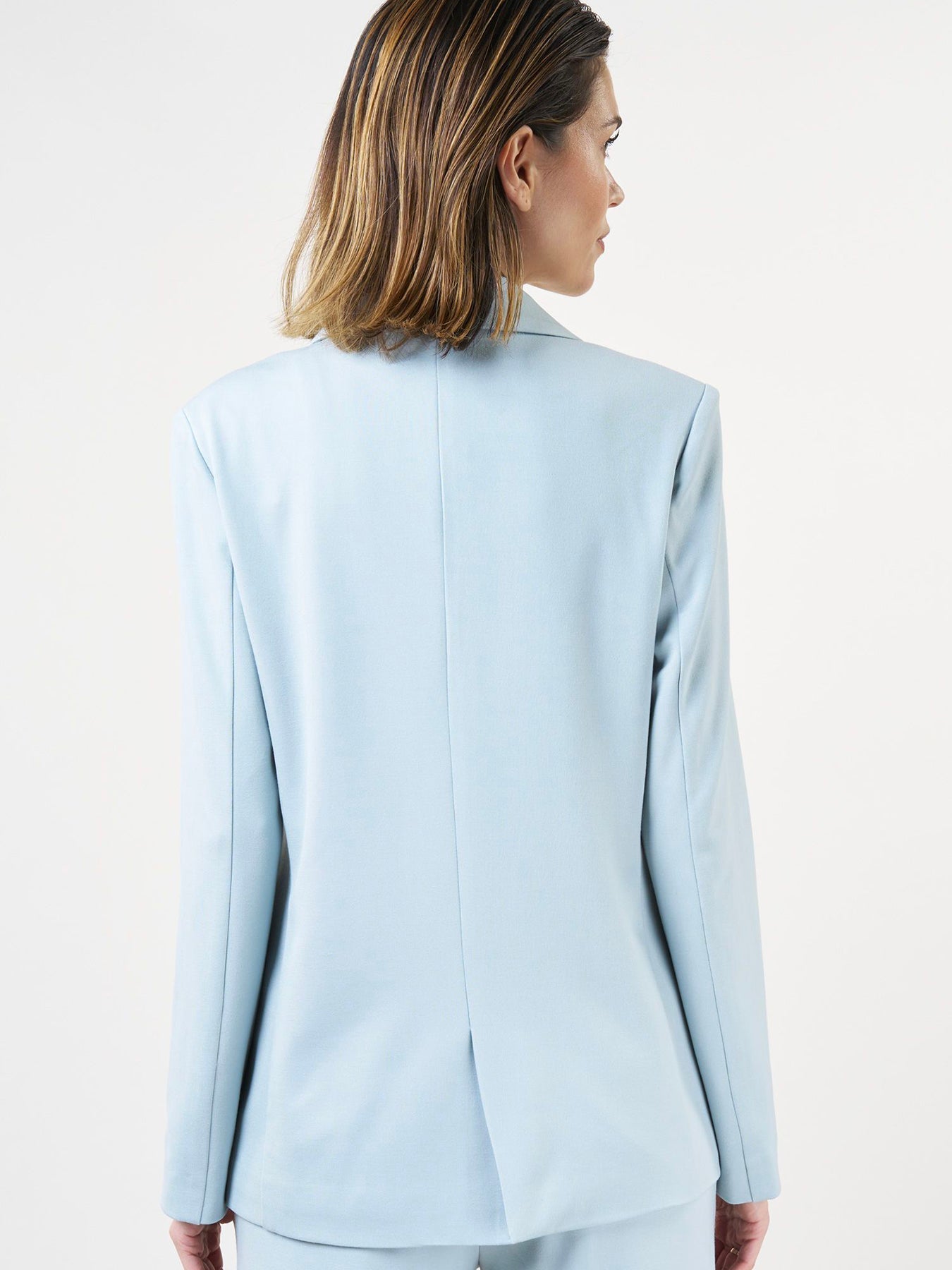 Dam Skjorta Skräddarsydd Denim Med Knapplås och Vändkrage-4