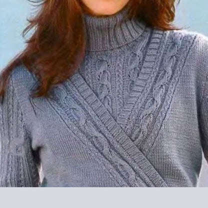 Stickad Dam Tröja med Hög Halsringning – Enfärgad Mjuk Akryl för Vardags och Fest 3