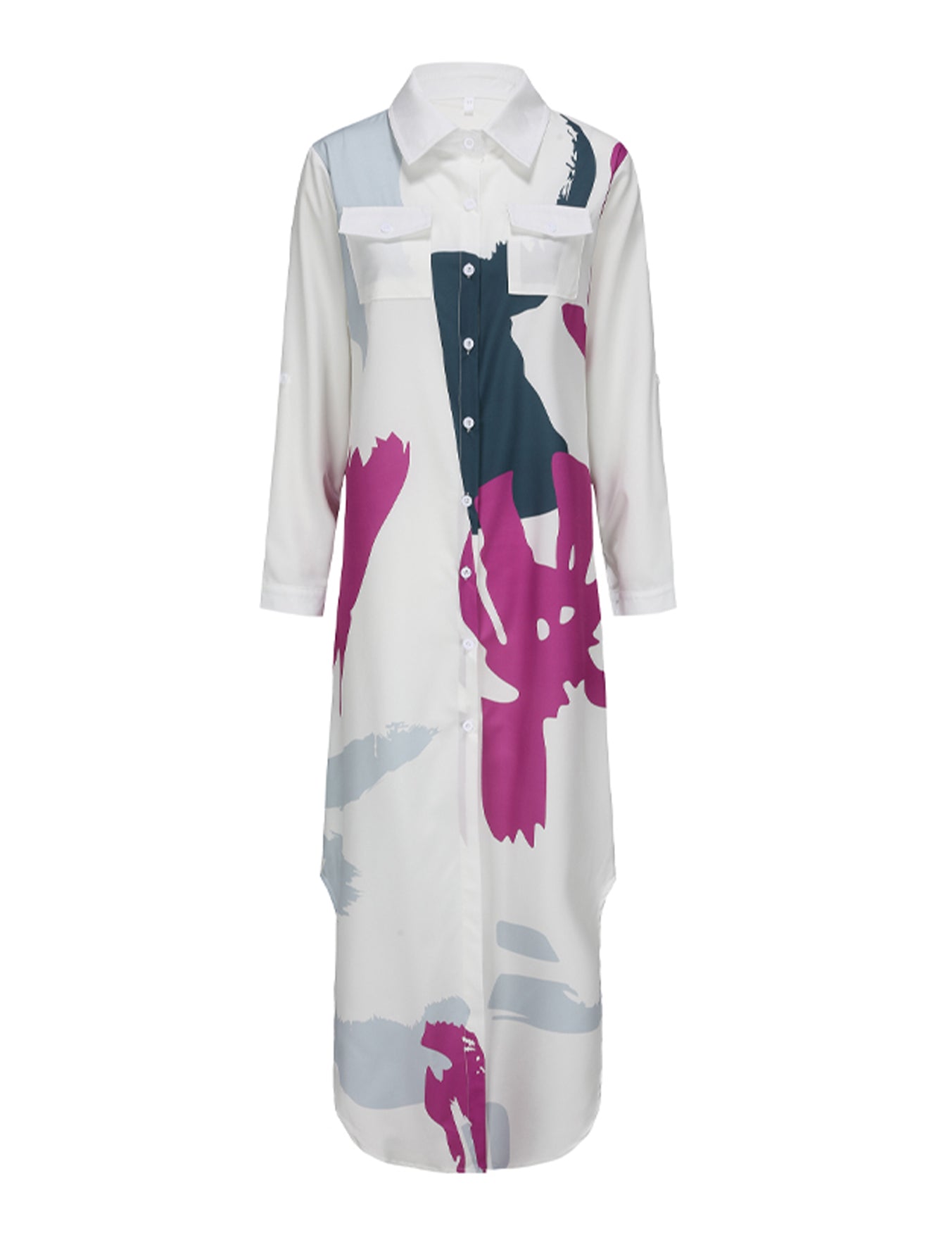 Kvinnors Långärmad Klänning Midi Grafiskt Mönster Polyester-3