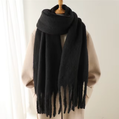 Vinterhalsduk för Kvinnor i Kashmirliknande Material med Långa Fransar – Elegant och Mångsidig Pashmina-design 3
