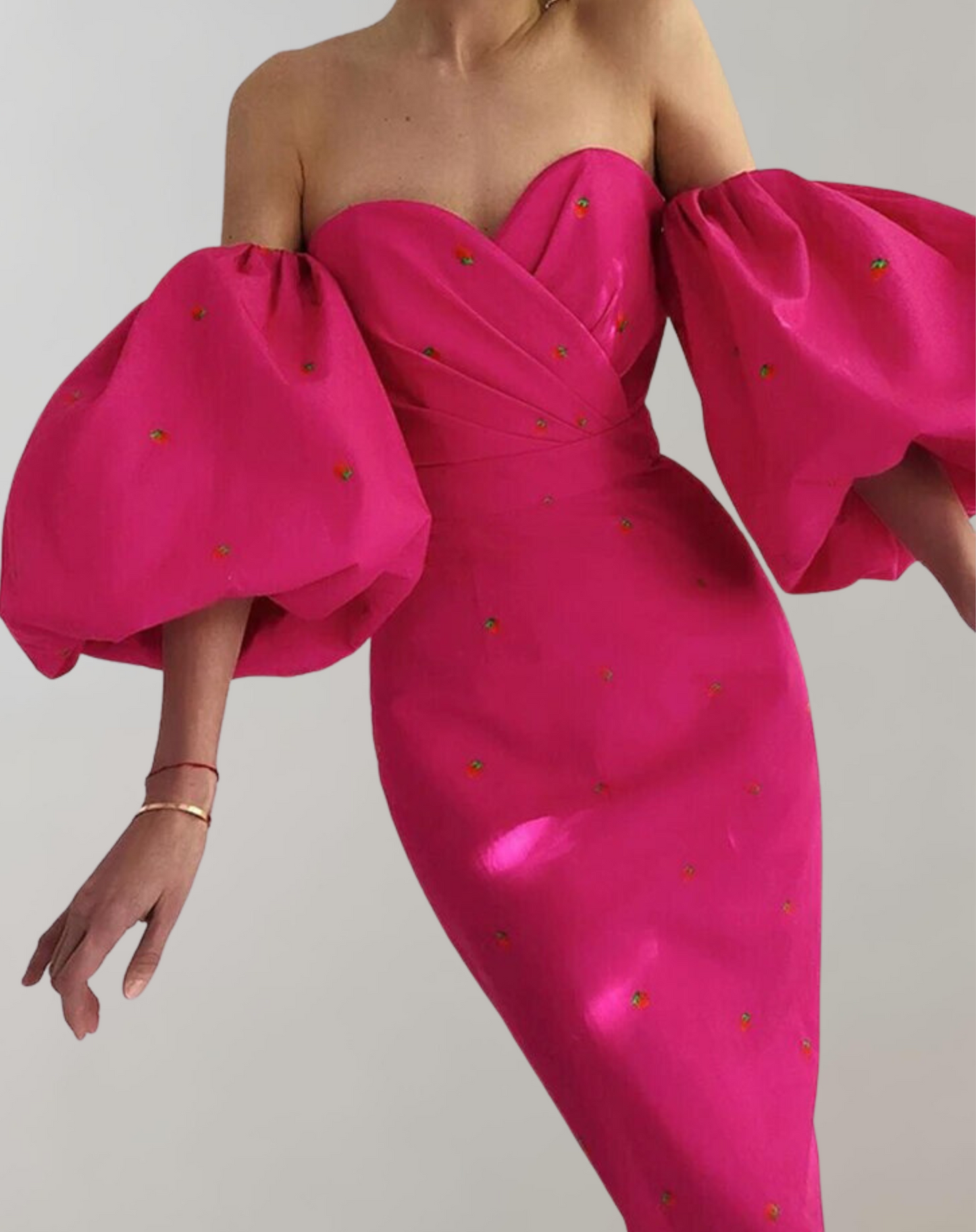 Kvinnors Vintage Klänning Jordgubbstryck Polyester Med Slitshalsring-3