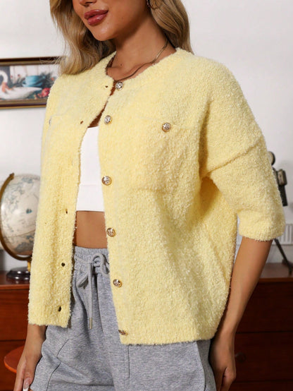 Dam Cardigan Knappdesign Mjuk Polyester-4