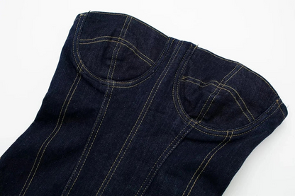 Dam Klänning Midi Denim Elegant Komfortabel Stil 3
