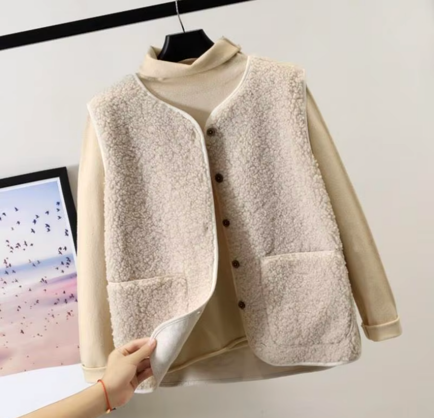 Dam Fleeceväst Tjock Ärmlös Mjuk Fleece-4