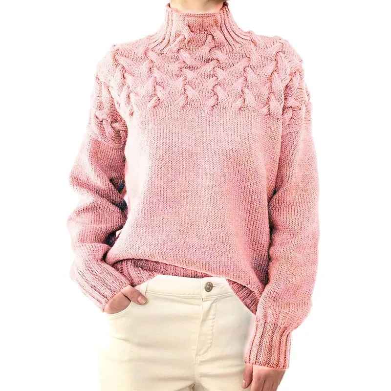 Dam Turtleneck Tröja Löst Snitt 3D-Struktur Akryl 22