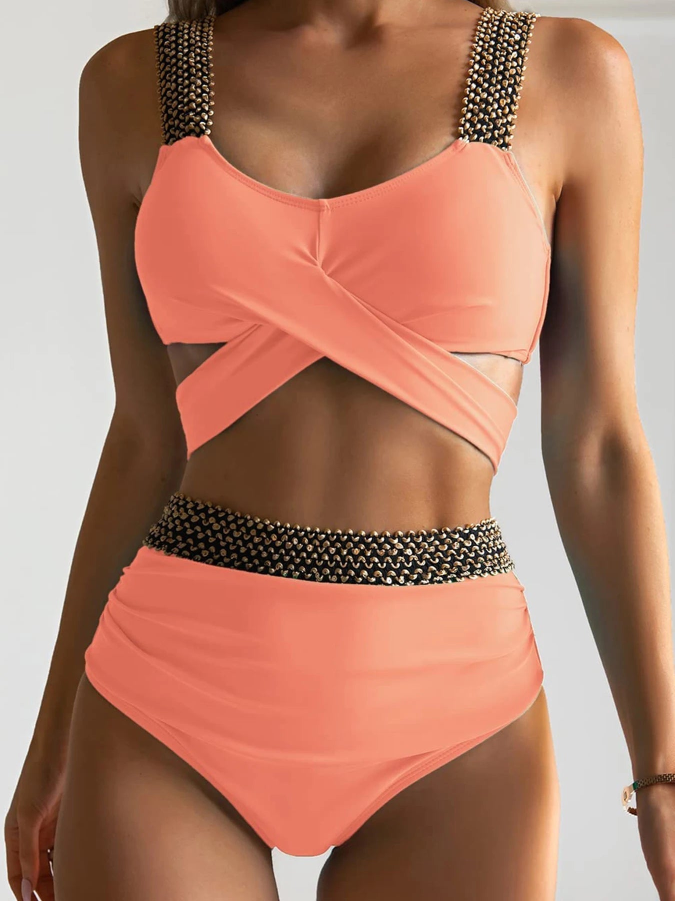 Dam Bikini Trendig Design Hög Kvalitet Nylon Spandex-3