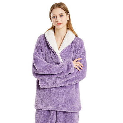 Dam Pyjamas Set Julmotiv Plysch för Kalla Vinterkvällar-4