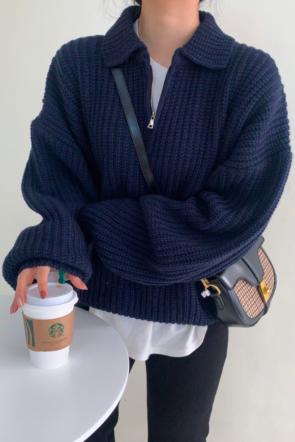 Herrpullover Dragkedja Mjuk Fleece Avslappnad Snitt-3