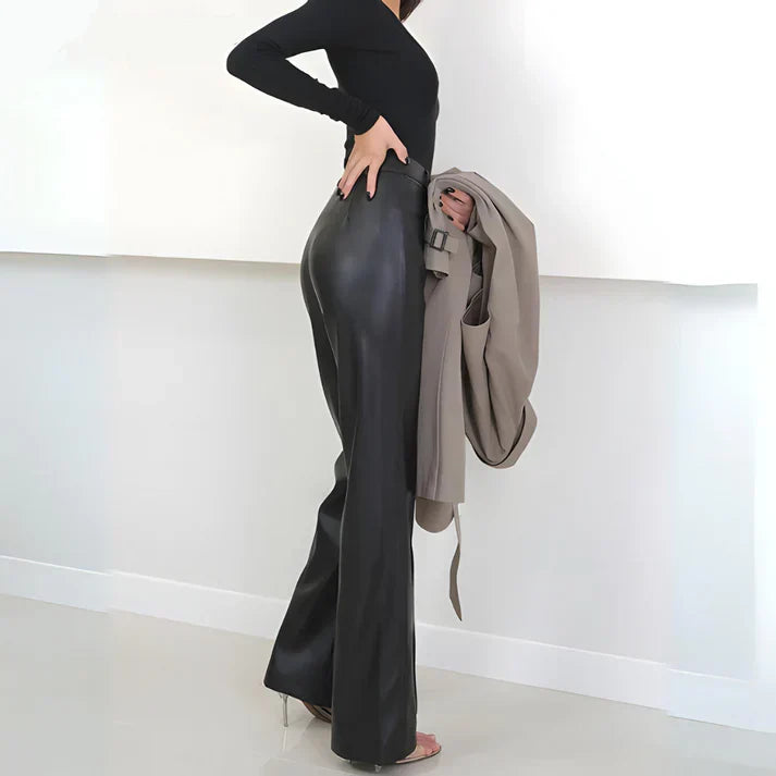 Byxor Dam i Vegan Läder – Modern Stil, Perfekt Passform och Andningsbart Material, S-XL 3