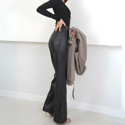 Byxor Dam i Vegan Läder – Modern Stil, Perfekt Passform och Andningsbart Material, S-XL 3