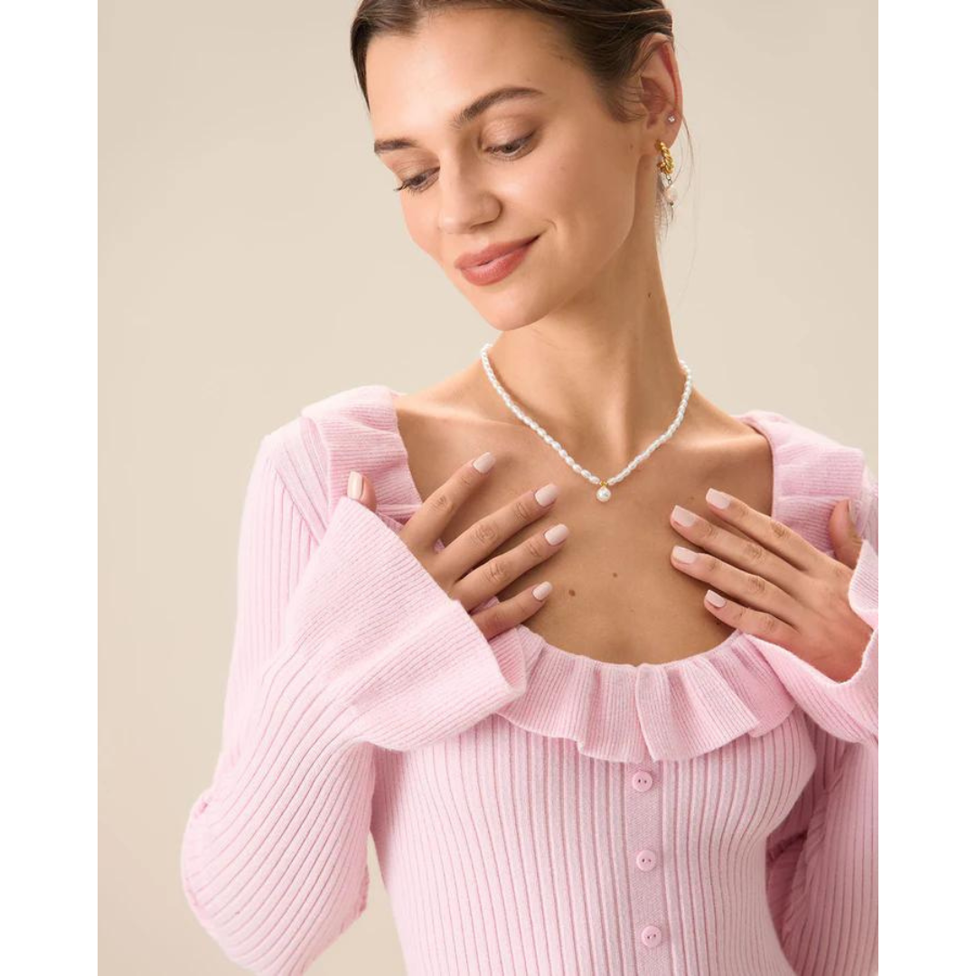 Kvinna Midi Klänning Ruffle Polyester 3