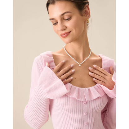 Kvinna Midi Klänning Ruffle Polyester 3