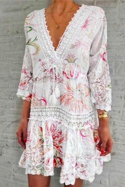 Damklänning V-ringad i Bomull och Polyester - Fina Dam Klänningar för Sommarens Festligheter-3