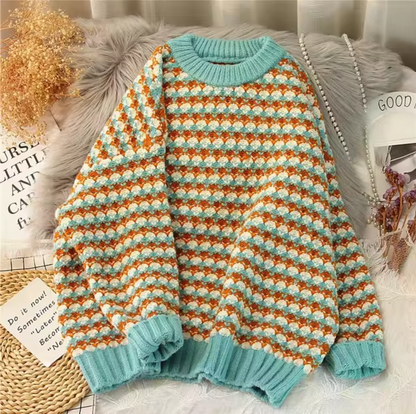 Variant image for Damer Överdimensionerad Tröja Ränder Stickad-15