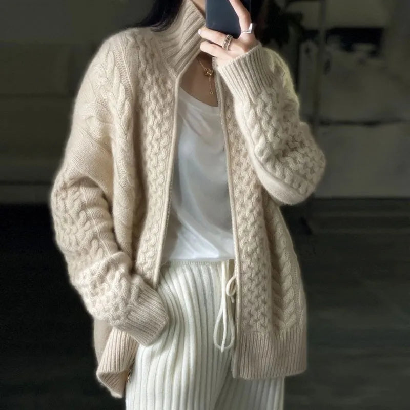 Kvinnors Turtleneck Tröja Löst Snitt Mjuk Ull 2