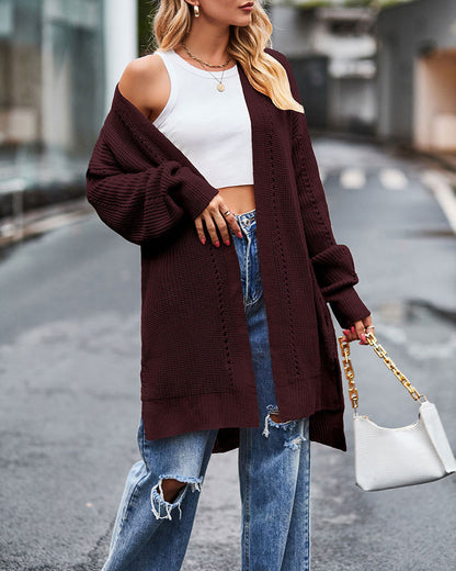 Damens Stickad Jacka Löst Sittande Akryl 11