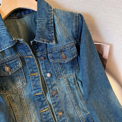 Jeansjacka Dam Avslappnad Vintage Design 70% Bomull 20% Viskos 10% Polyester-4