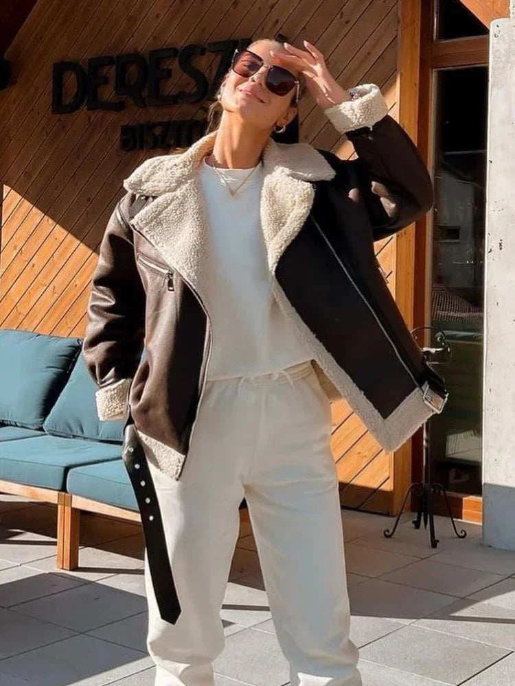 Dam Lång Vinterjacka Trendig Polyester-3